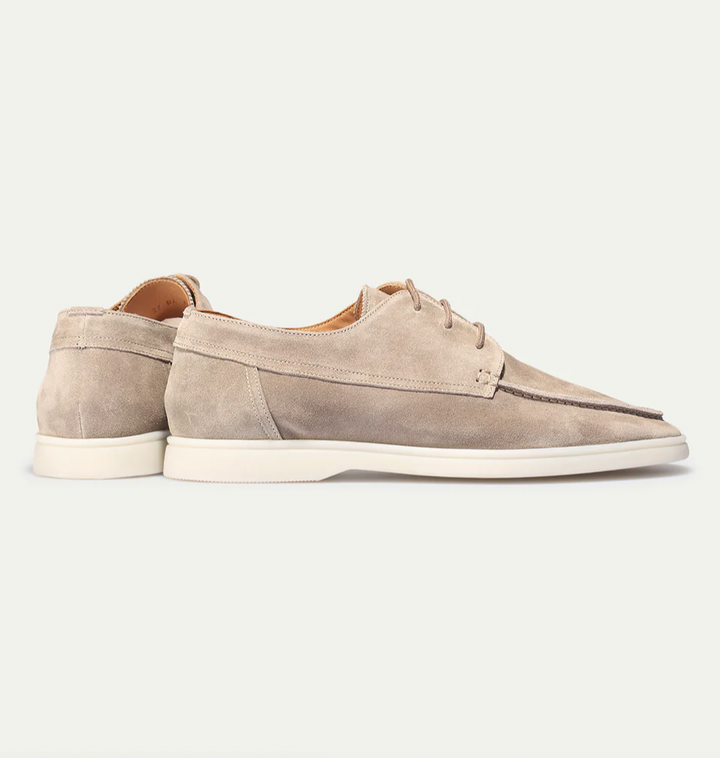 Mens Loafers Suede Upper Cushioned Insole Lace-Up Boat Shoes
