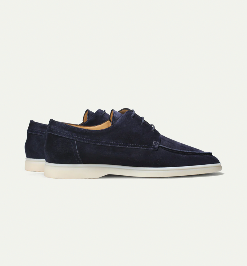 Mens Loafers Suede Upper Cushioned Insole Lace-Up Boat Shoes