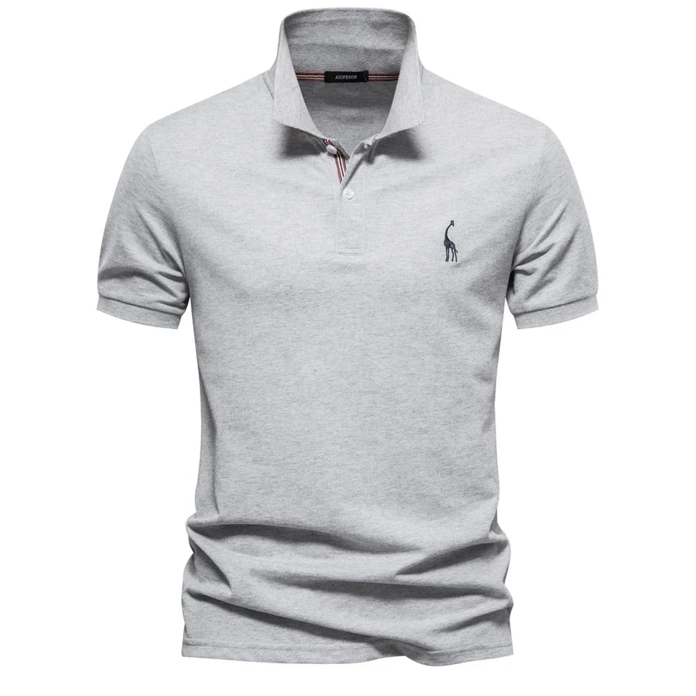Mens Polo Shirt Short Sleeve Button Front