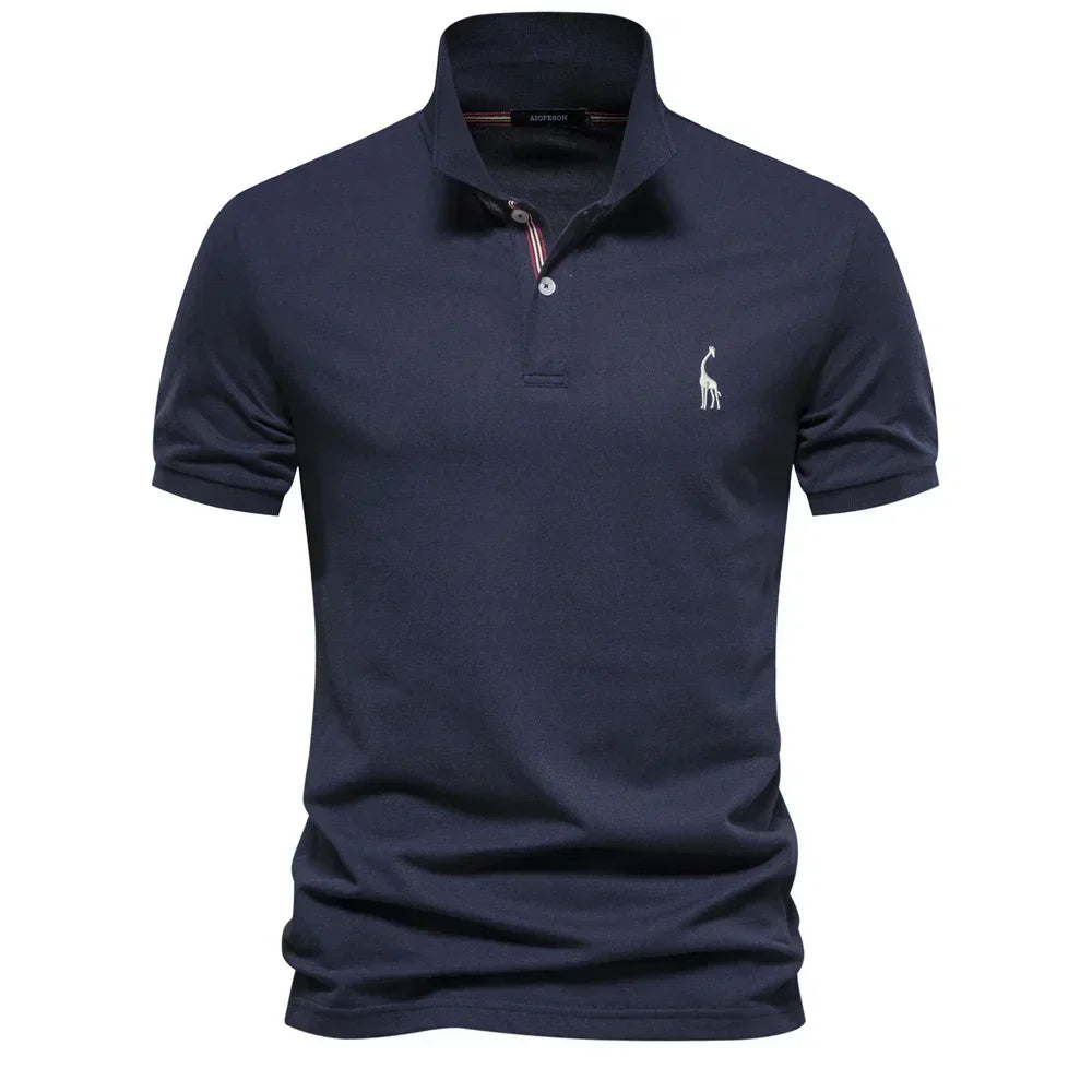Mens Polo Shirt Short Sleeve Button Front