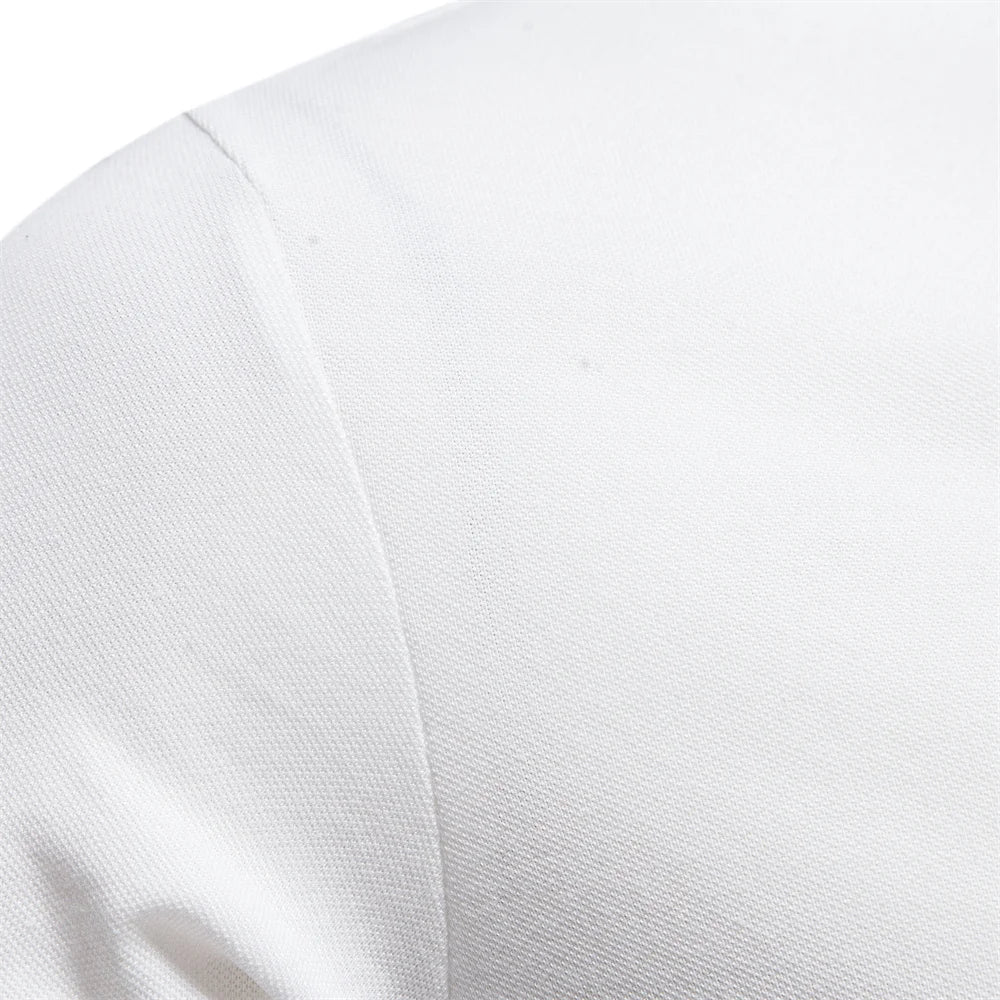 Mens Polo Shirt Short Sleeve Button Front