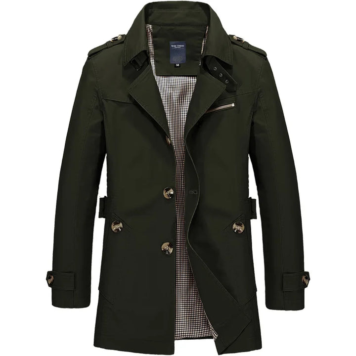 Mens Trench Coat Button Front Classic Fit
