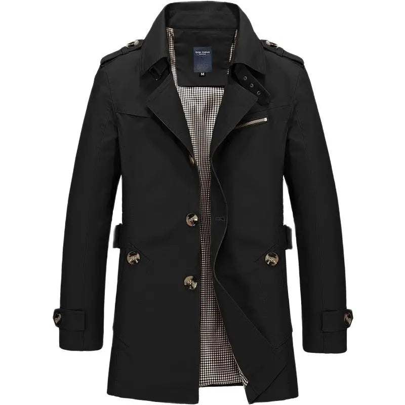 Mens Trench Coat Button Front Classic Fit