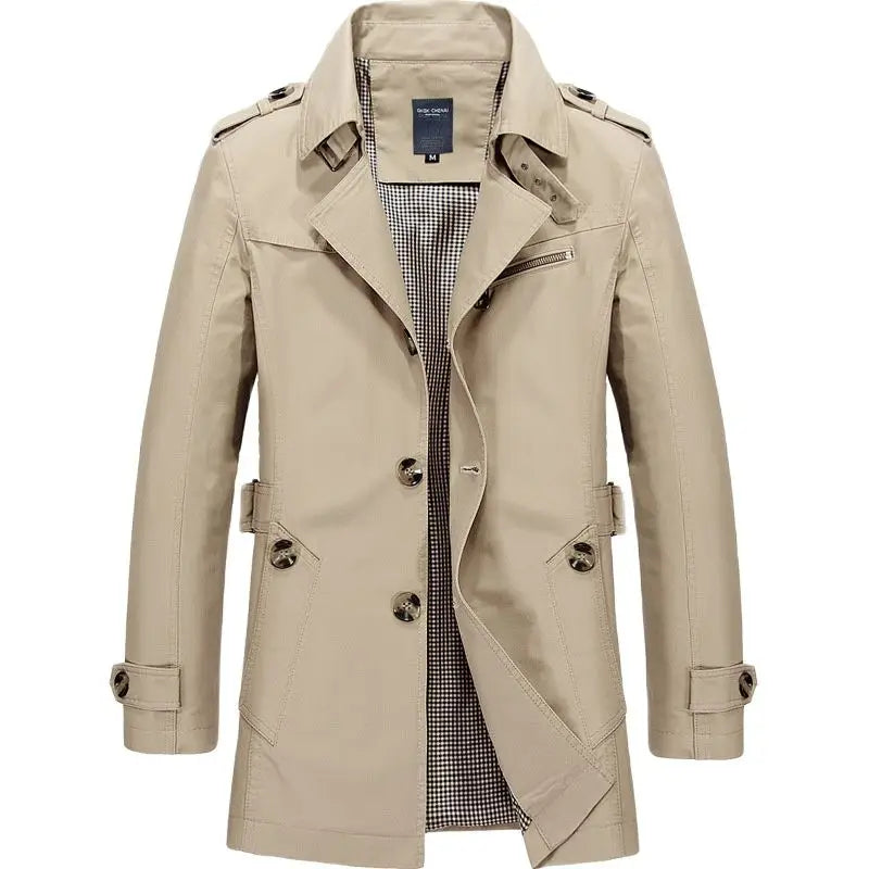 Mens Trench Coat Button Front Classic Fit