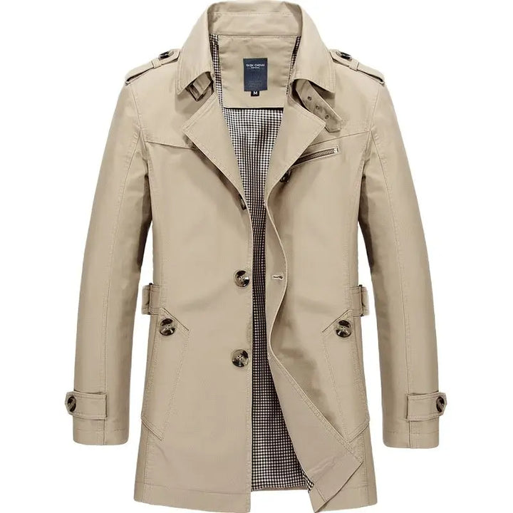 Mens Trench Coat Button Front Classic Fit