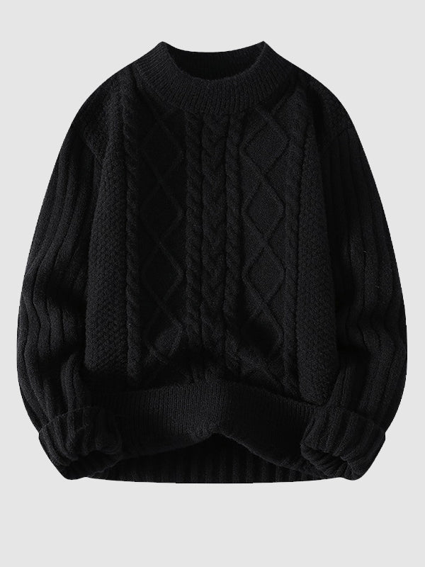 Mens Crewneck Sweater Thick Knit Classic Fit