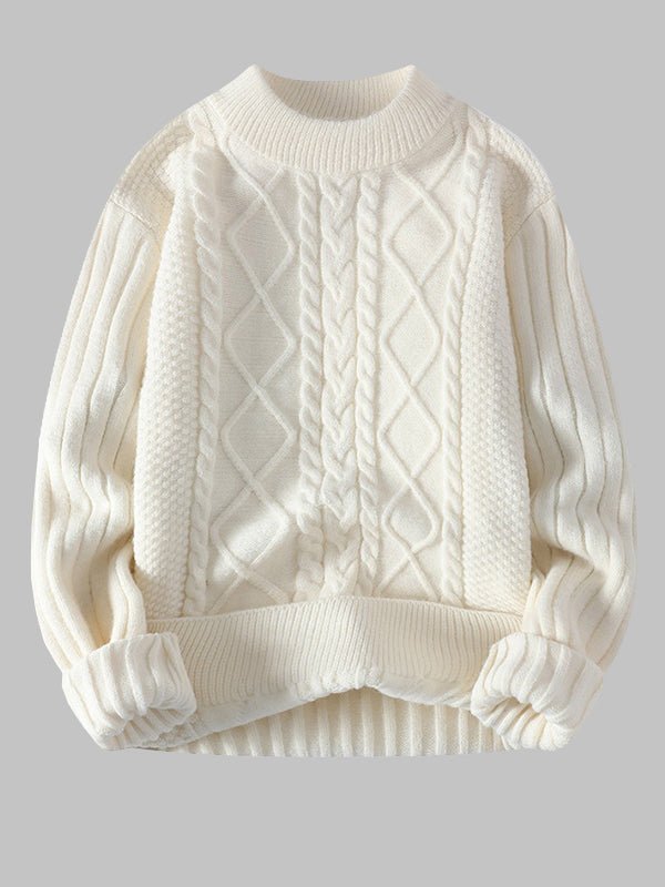 Mens Crewneck Sweater Thick Knit Classic Fit