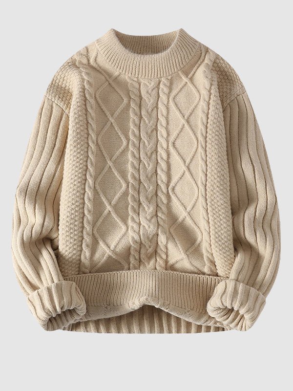 Mens Crewneck Sweater Thick Knit Classic Fit
