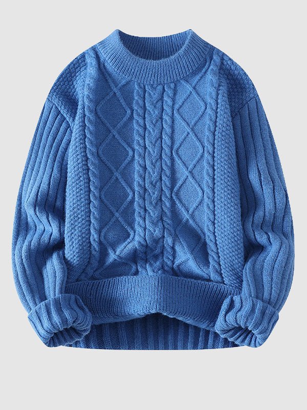 Mens Crewneck Sweater Thick Knit Classic Fit - BritishMode