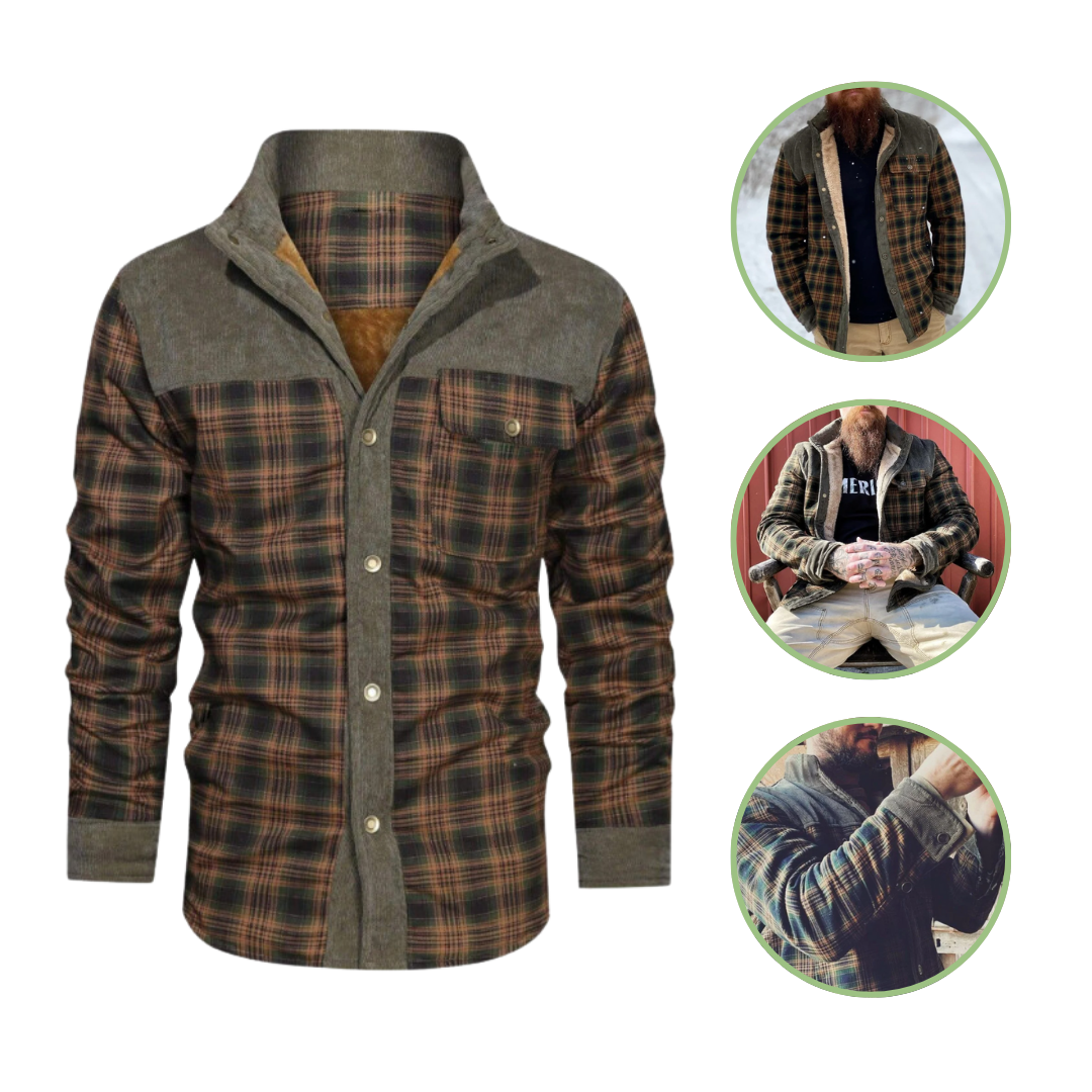 Mens Outdoor Jacket Checked Pattern Regular Fit