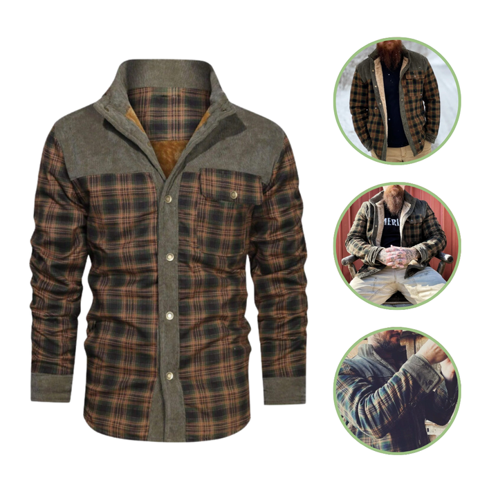 Mens Outdoor Jacket Checked Pattern Regular Fit