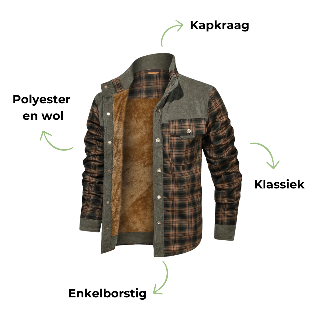 Mens Outdoor Jacket Checked Pattern Regular Fit