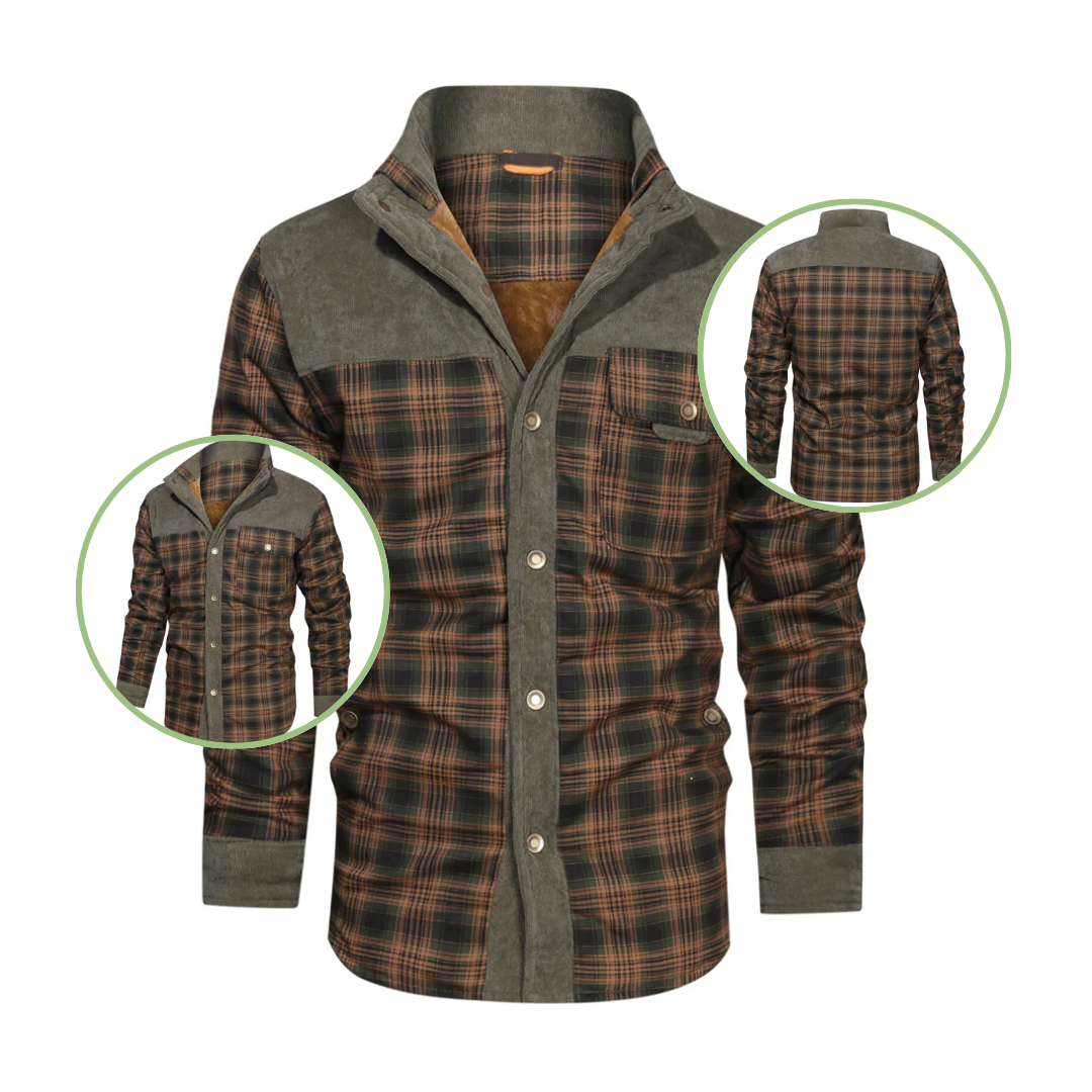 Mens Outdoor Jacket Checked Pattern Regular Fit