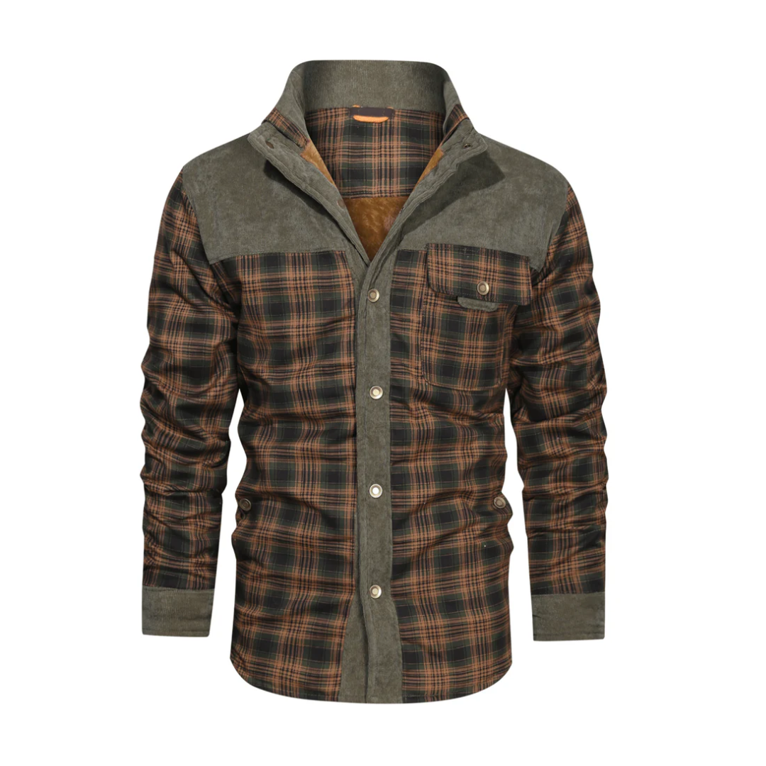 Mens Outdoor Jacket Checked Pattern Regular Fit - BritishMode