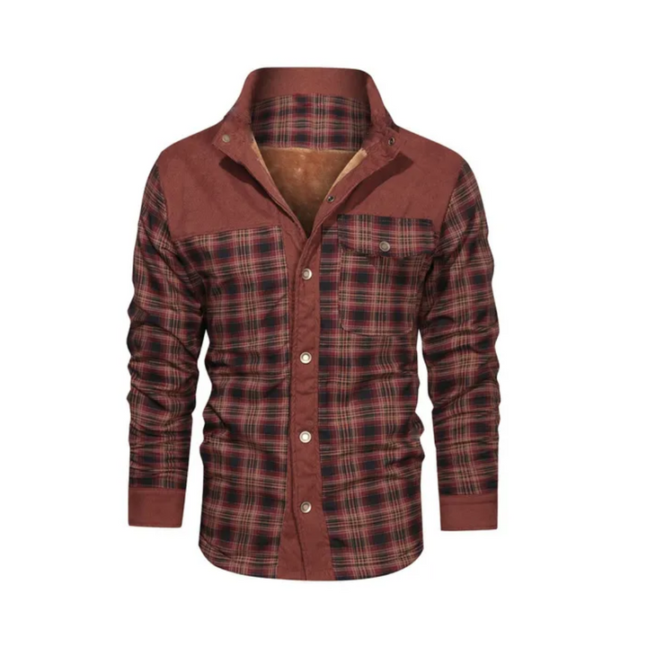 Mens Outdoor Jacket Checked Pattern Regular Fit