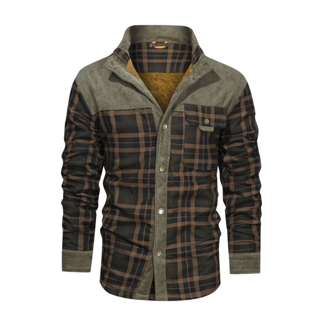 Mens Outdoor Jacket Checked Pattern Regular Fit