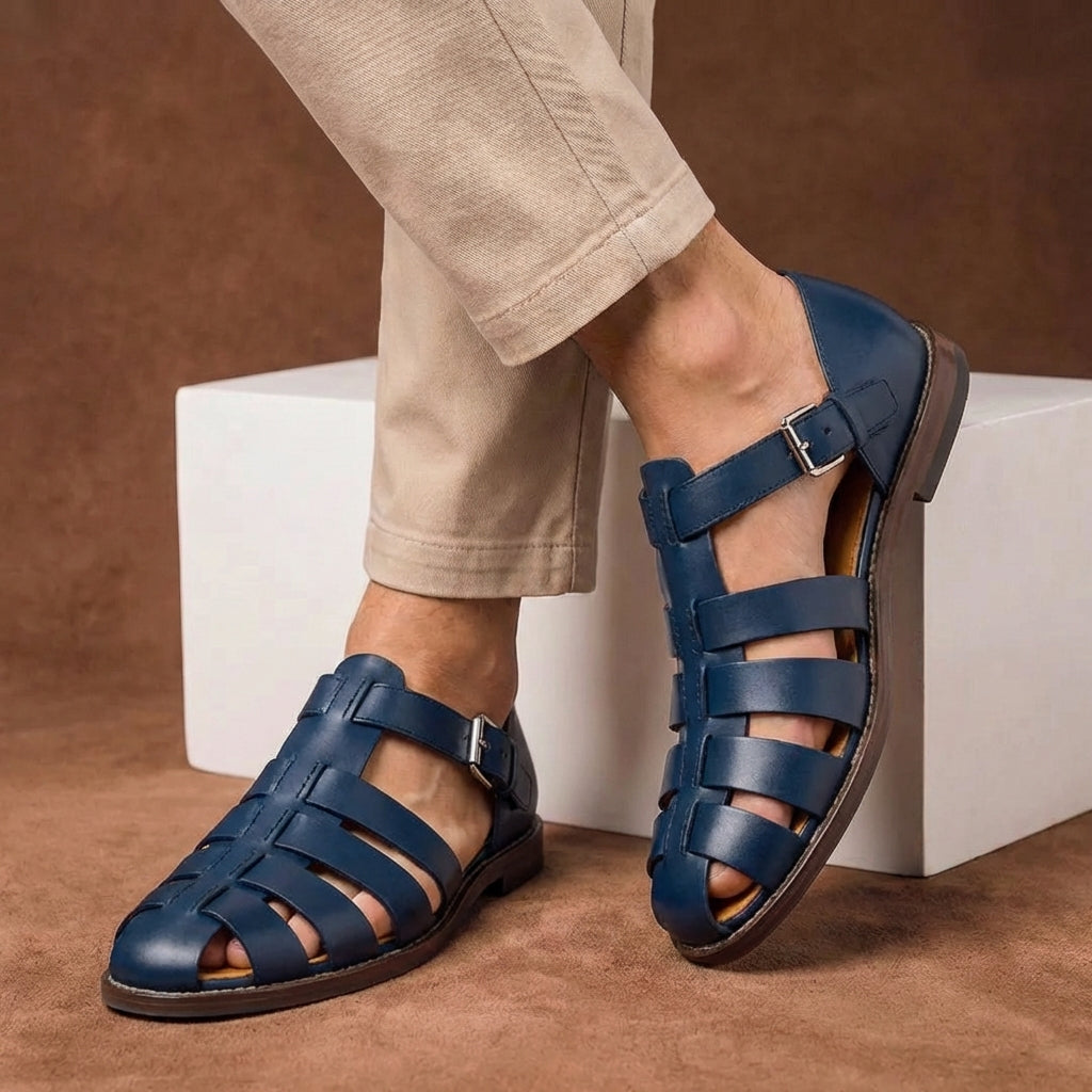 Mens Closed Toe Sandals with Buckle Strap - BritishMode