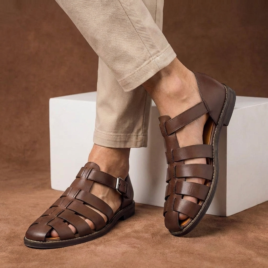 Mens Closed Toe Sandals with Buckle Strap