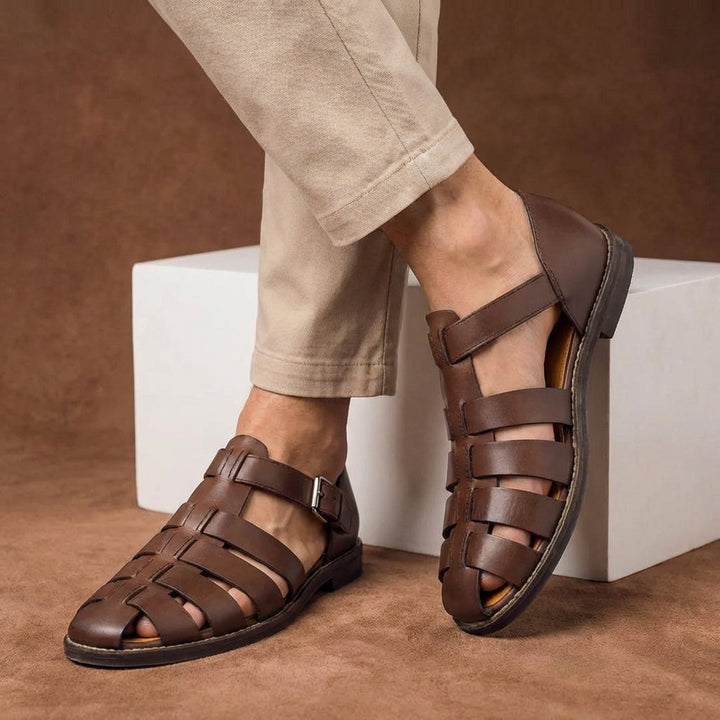 Mens Closed Toe Sandals with Buckle Strap