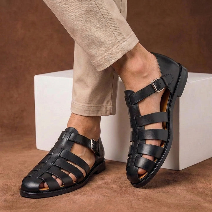 Mens Closed Toe Sandals with Buckle Strap