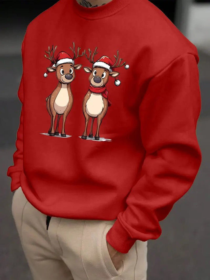 Mens Sweatshirt with Festive Reindeer Print Regular Fit