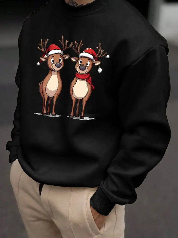 Mens Sweatshirt with Festive Reindeer Print Regular Fit