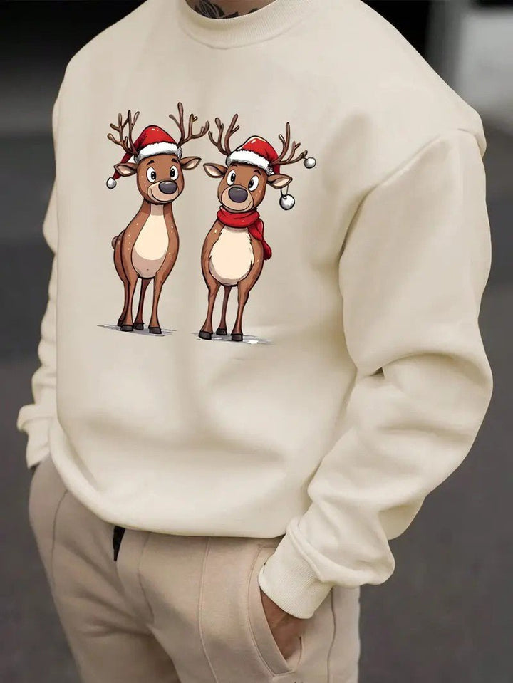 Mens Sweatshirt with Festive Reindeer Print Regular Fit