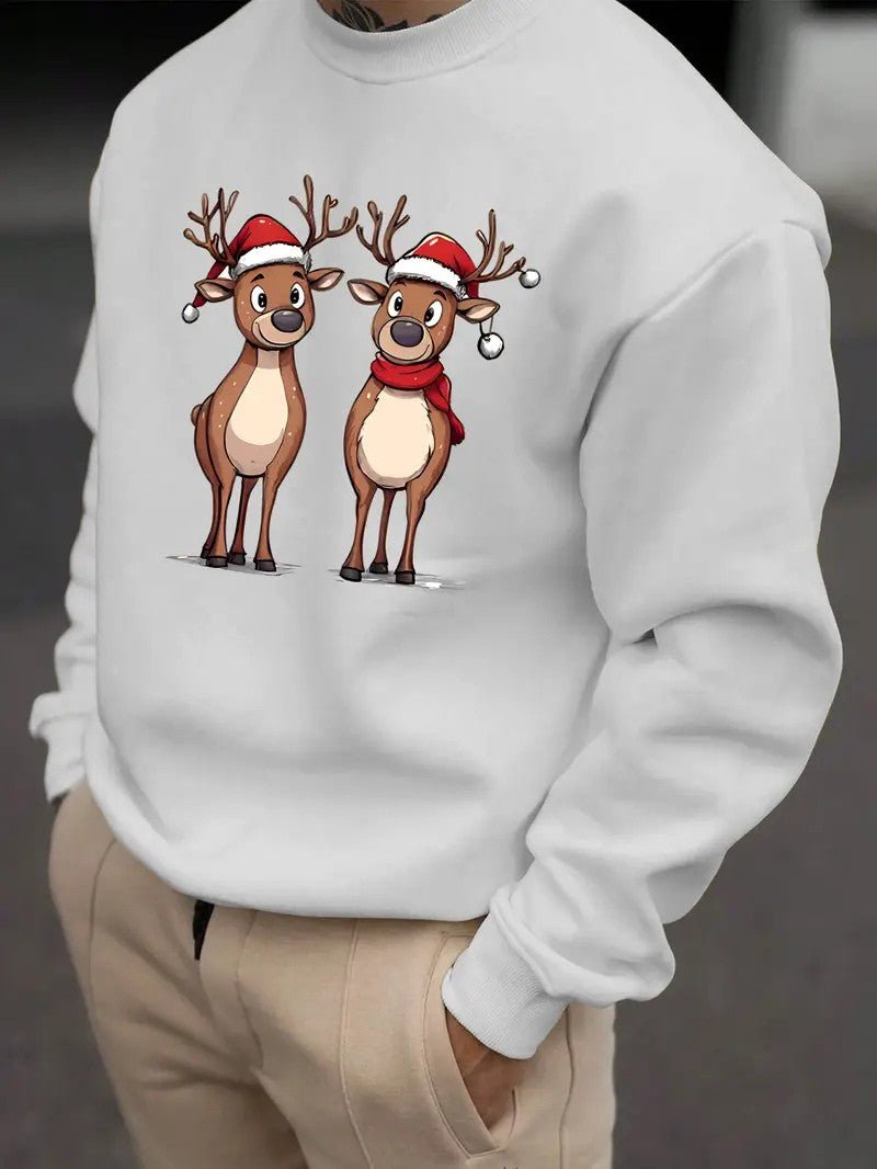 Mens Sweatshirt with Festive Reindeer Print Regular Fit
