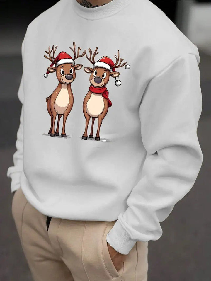 Mens Sweatshirt with Festive Reindeer Print Regular Fit