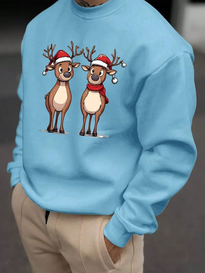 Mens Sweatshirt with Festive Reindeer Print Regular Fit