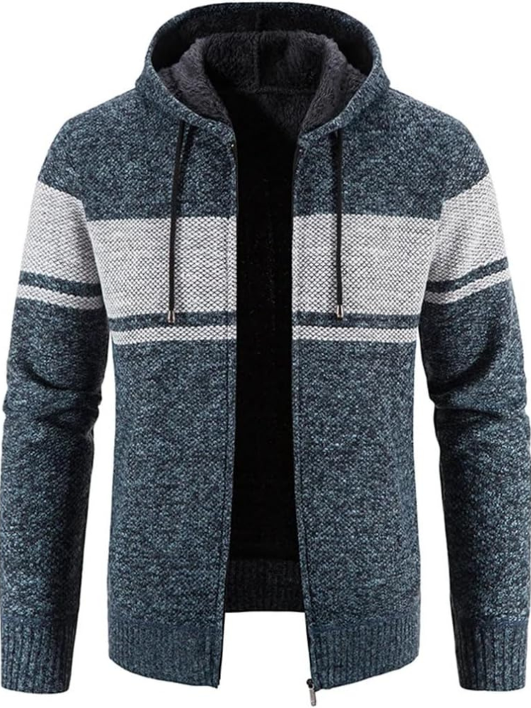 Mens Fleece Jacket with Hood and Drawstring - BritishMode