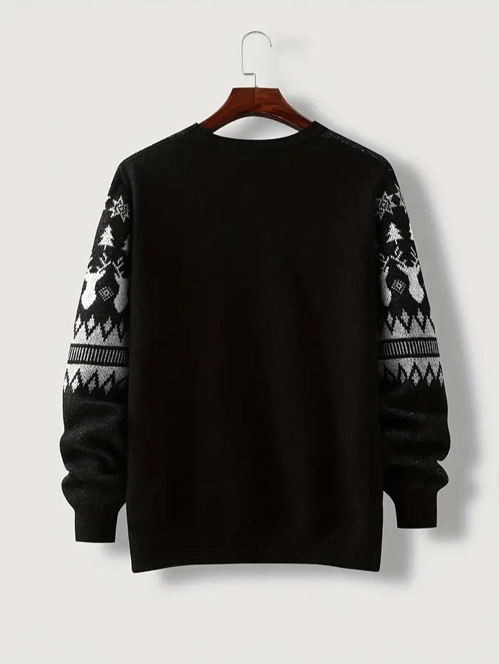 Mens Knit Sweater Geometric Pattern Regular Fit