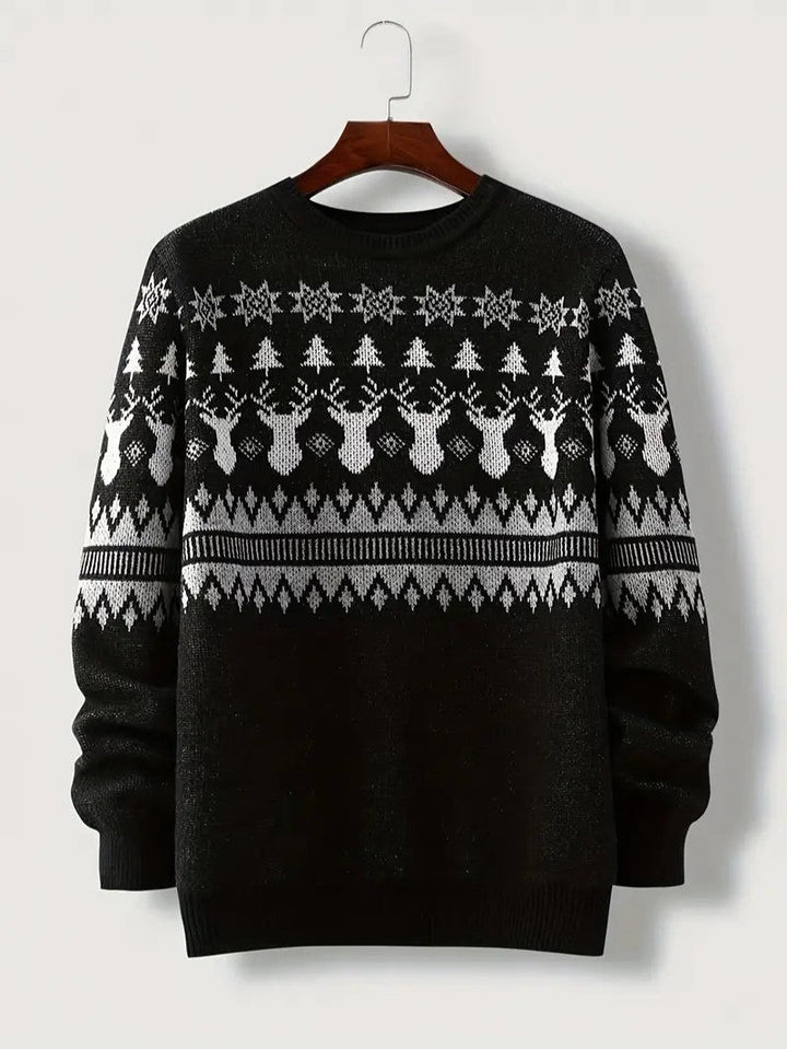 Mens Knit Sweater Geometric Pattern Regular Fit - BritishMode
