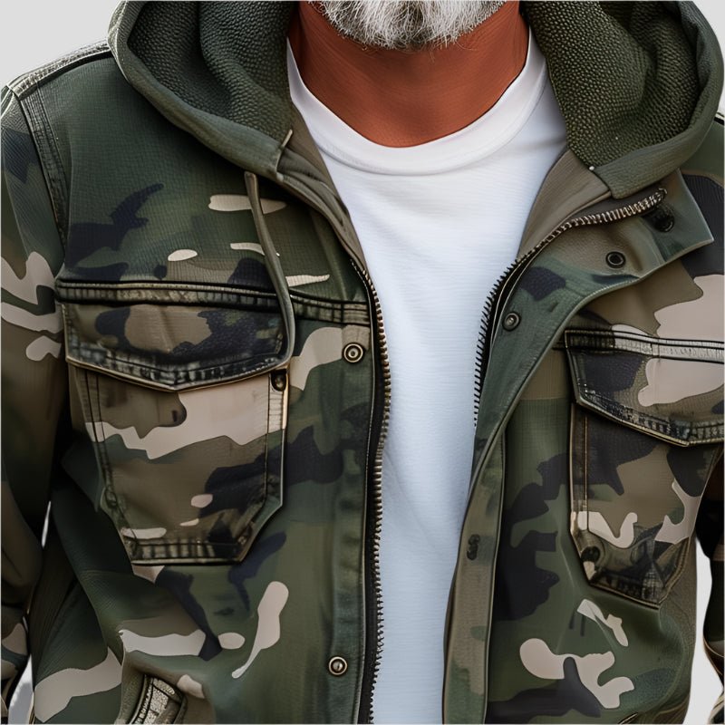 Mens Utility Jacket Full Zip Hooded Lightweight