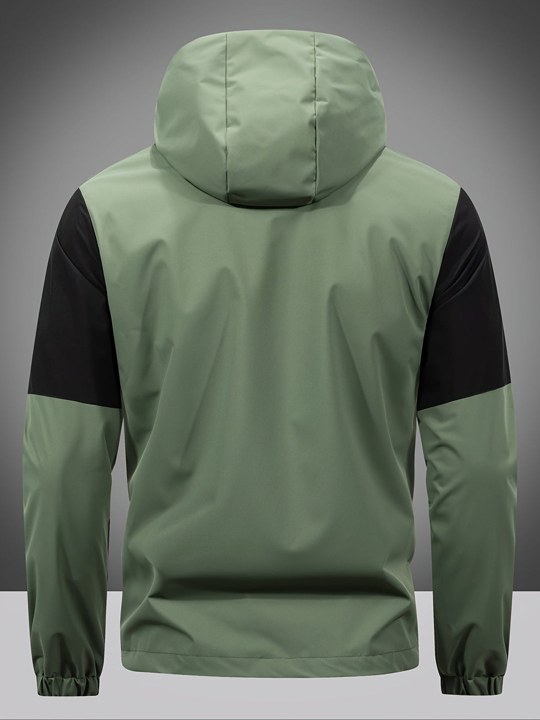 Mens Jacket with Zip Hood and Color Block Design