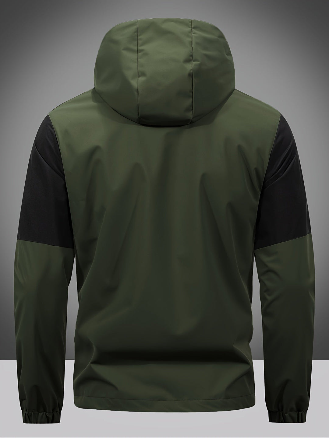 Mens Jacket with Zip Hood and Color Block Design