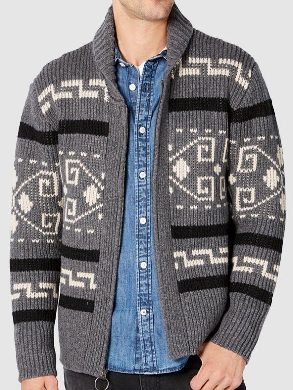 Mens Cardigan Sweater Textured Button Front