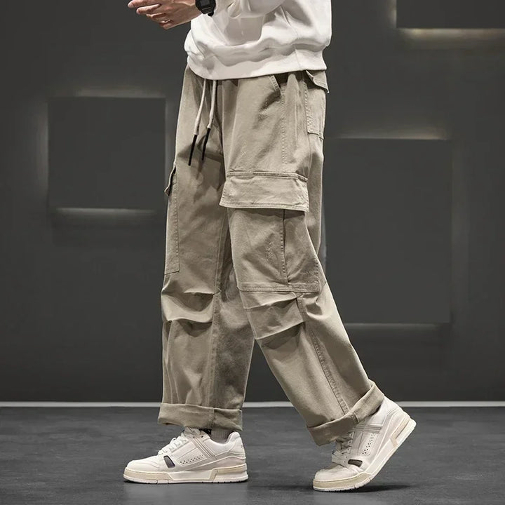 Mens Cargo Pants Wide Leg Casual Pocket