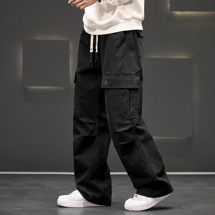 Mens Cargo Pants Wide Leg Casual Pocket
