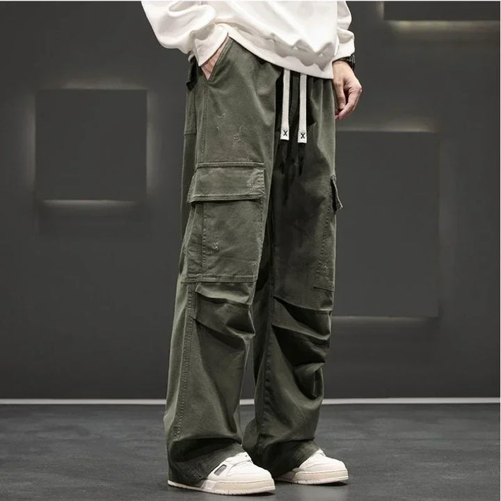 Mens Cargo Pants Wide Leg Casual Pocket