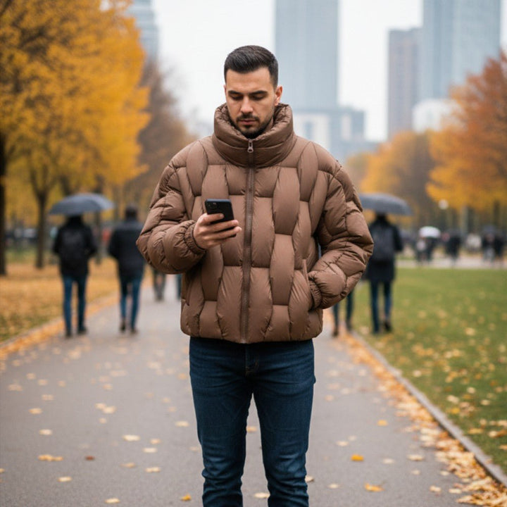 Mens Quilted Puffer Jacket Insulated Lightweight