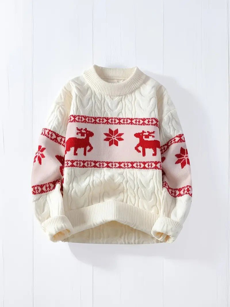 Mens Knit Sweater Reindeer Pattern Crewneck - BritishMode