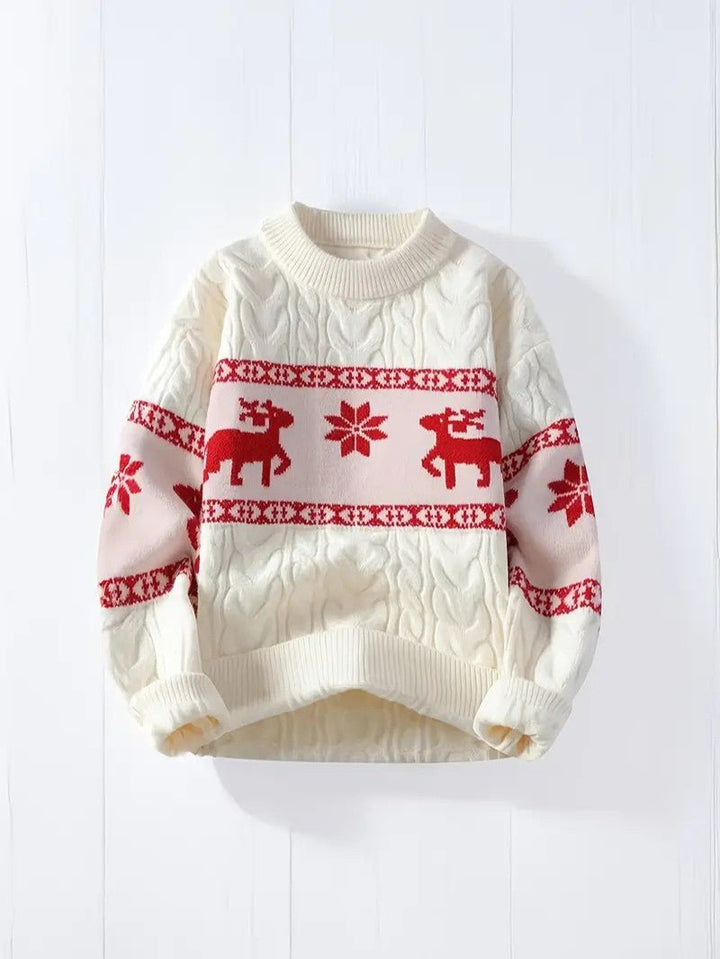 Mens Knit Sweater Reindeer Pattern Crewneck - BritishMode