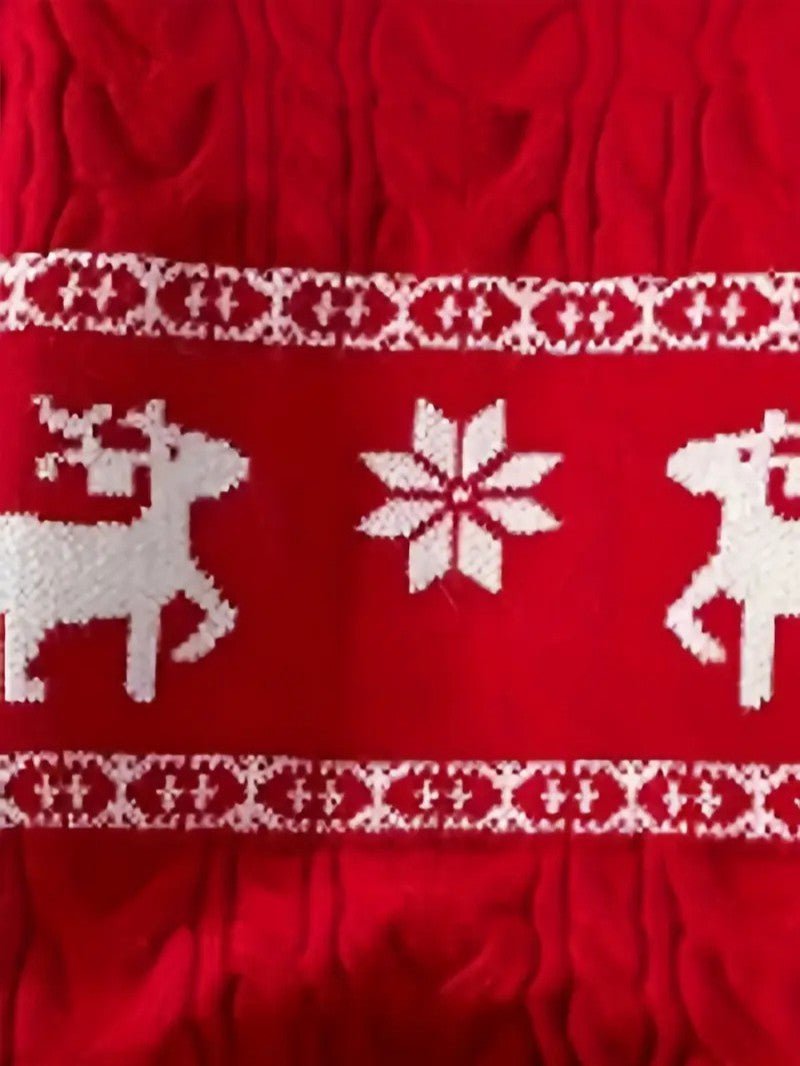 Mens Knit Sweater Reindeer Pattern Crewneck