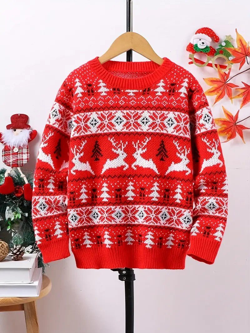 Mens Knit Sweater Reindeer Pattern Crewneck - BritishMode