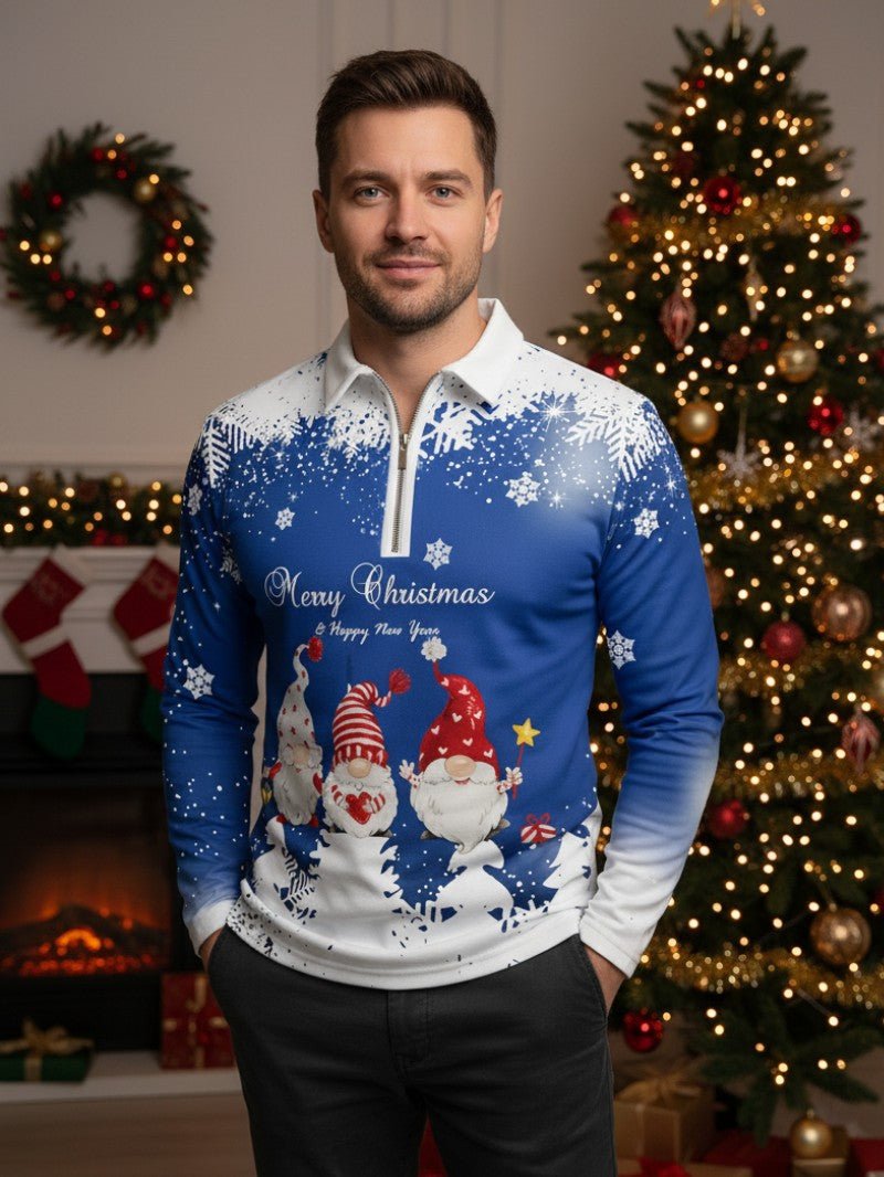 Mens Holiday Shirt with Snowflake Pattern Regular Fit - BritishMode