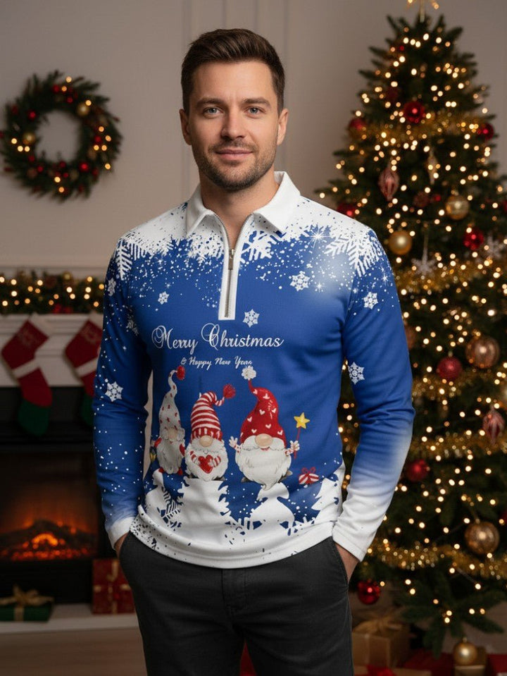 Mens Holiday Shirt with Snowflake Pattern Regular Fit - BritishMode