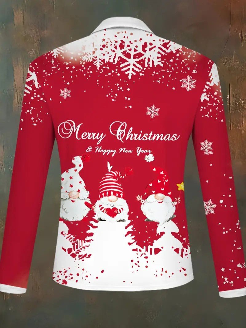 Mens Holiday Shirt with Snowflake Pattern Regular Fit