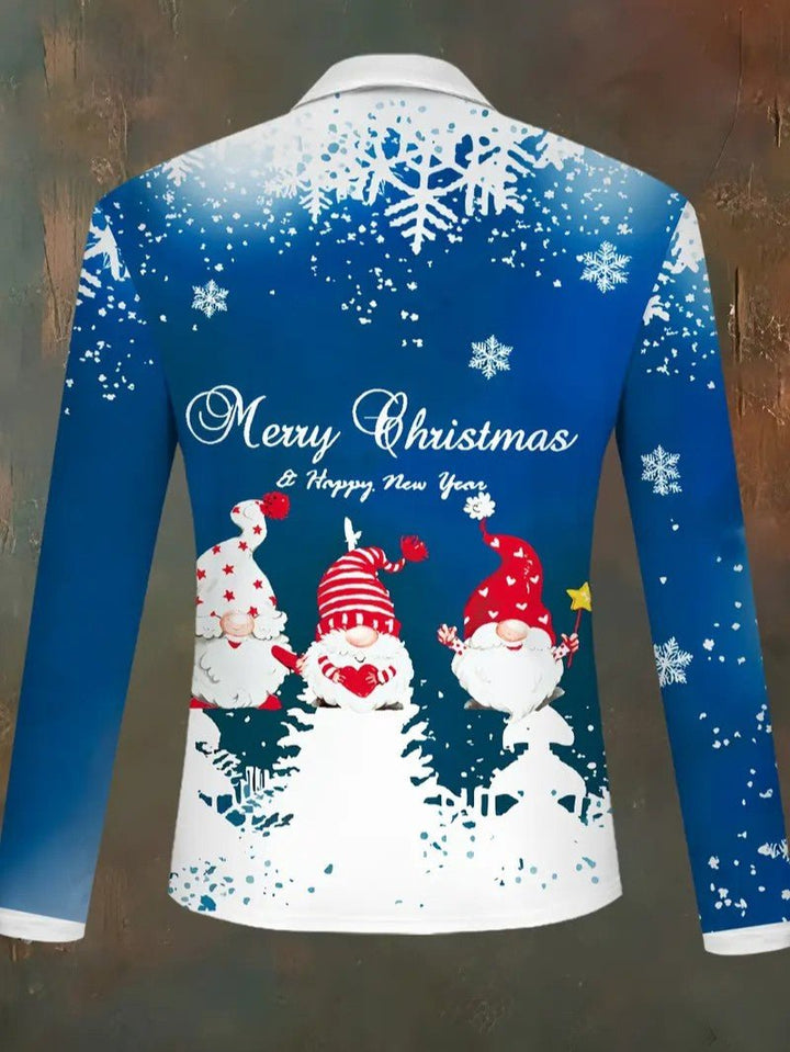 Mens Holiday Shirt with Snowflake Pattern Regular Fit