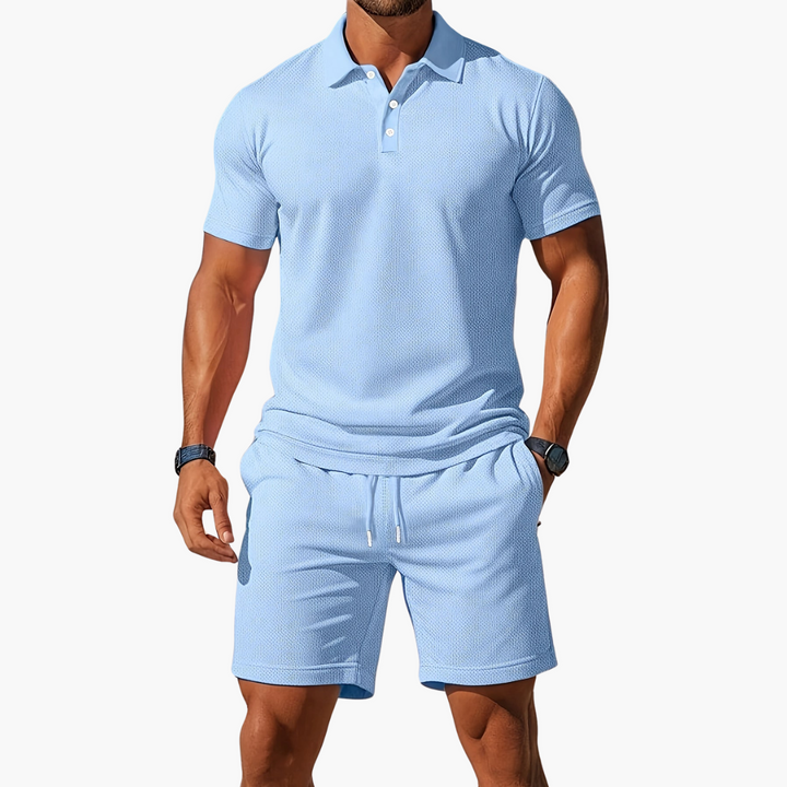 Mens Polo Shirt and Shorts Casual Set - BritishMode